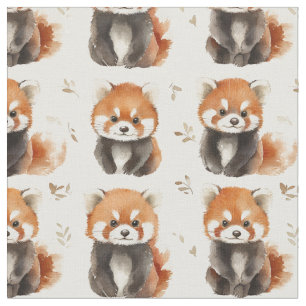 Tecido Pandas Vermelhas de Aquarela