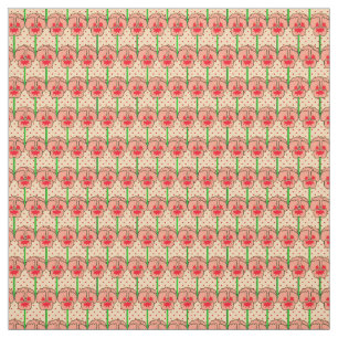 Tecido Pansies corais - teste padrão retro do papel de