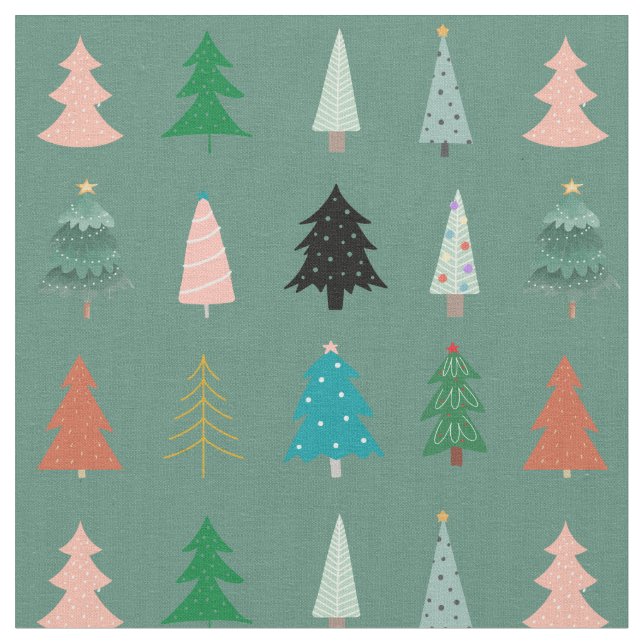 Tecido Pão de Natal branco, cor-de-rosa verde e azul (Detalhe)