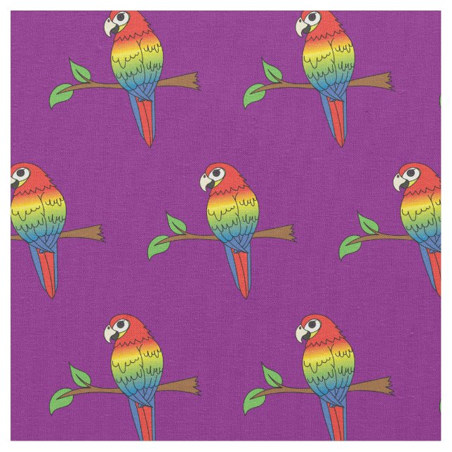 Tecido Papagaios Arara Arco-Íris Aves Fofas (Detalhe)