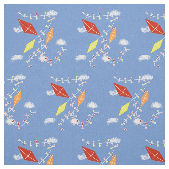 Tecido Papagaios em Crianças-Padrão de Nuvens do Céu Azul (Modelo)
