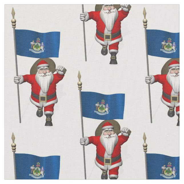 Tecido Papai Noel Vem Ao Maine (Detalhe)