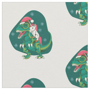 Tecido papais noeis de dinossauro unicórnio de Natal