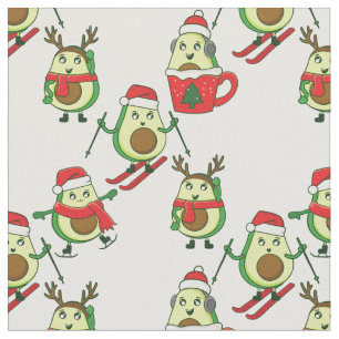 Tecido papais noeis de esqui feios de abacate de natal