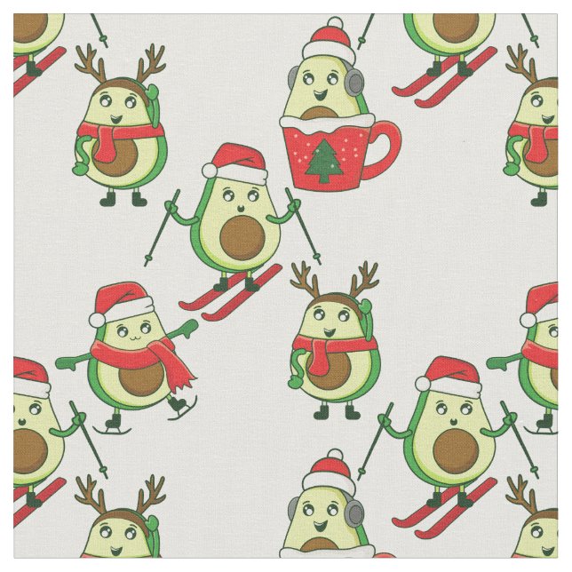 Tecido papais noeis de esqui feios de abacate de natal (Detalhe)