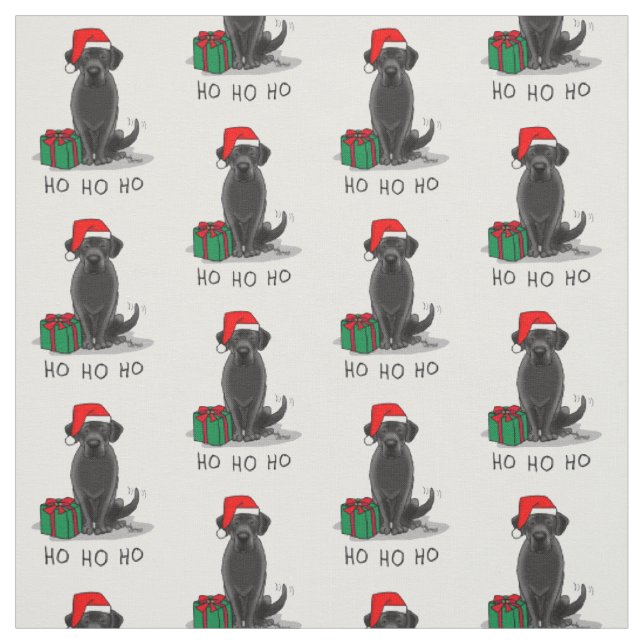 Tecido Papais noeis de Natal Black Labrador Retriever Cut (Modelo)