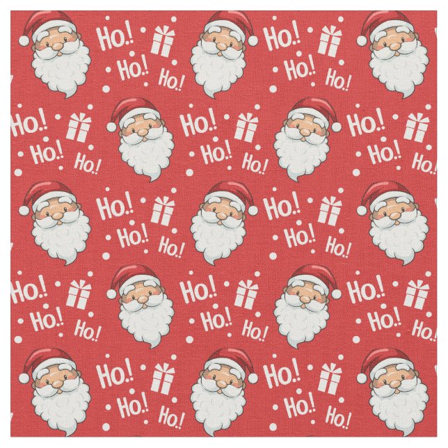 Tecido Papais noeis de Natal bonitos Ho Ho Red White (Detalhe)