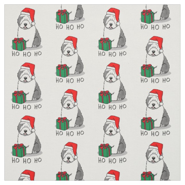 Tecido Papais noeis de Natal Cachorro de Ovelha Inglês (C (Modelo)