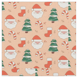 Tecido Papais noeis de Natal, Candy Canes, e. Árvores