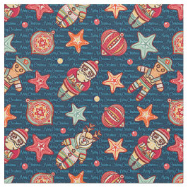 Tecido Papais noeis de Natal Estrelas e mais