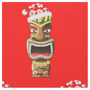 Tecido Papais noeis de Natal Havaianos Tiki