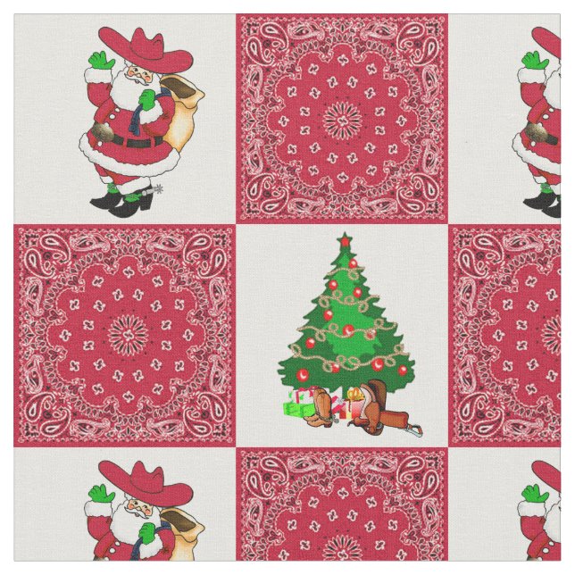 Tecido Papais noeis de vaqueiro do Natal Ocidental e Band (Detalhe)