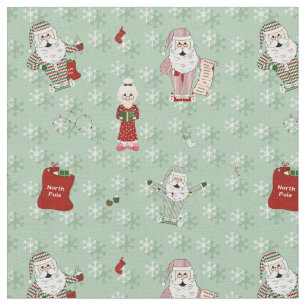 Tecido Papais noeis e a Sra. Claus no Pajama e no Nightgo