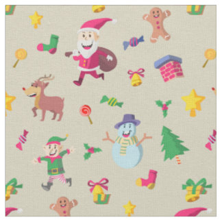 Tecido Papais noeis e Amigos Felizes de Natal