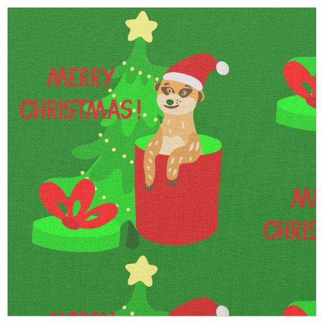 Tecido papais noeis meerkat de natal alegres engraçados (Detalhe)