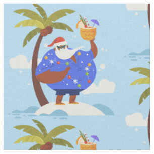Tecido papais noeis negros de férias de natal tropical de