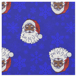 Tecido papais noeis pretos de natal azul flocos de neve