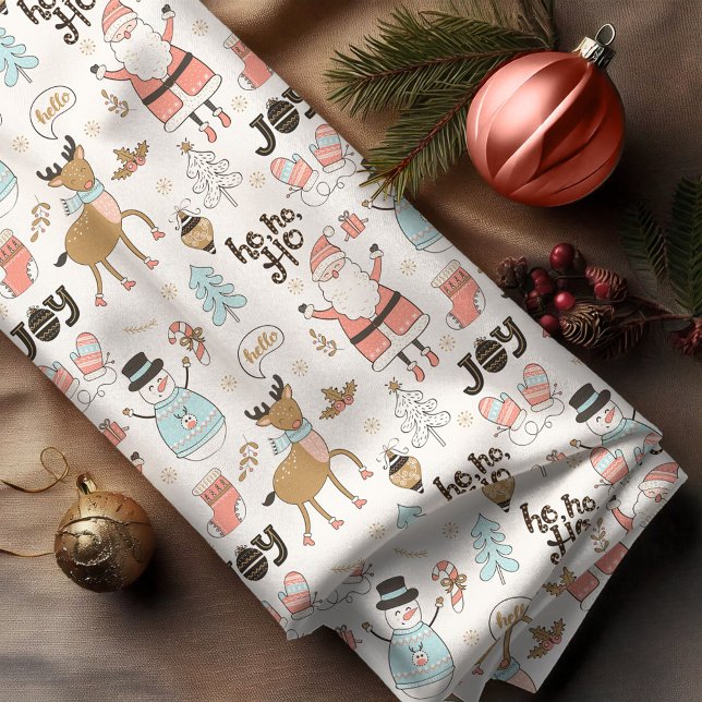 Tecido Papais noeis, Snowman, Reindeer Pattern ID559 (Criador carregado)