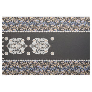 Tecido Papel de parede Floral Preto. Boho Lace Textile