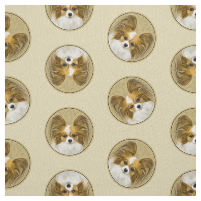 Tecido Papillon Painting Lemon e White Original Dog Art (Modelo)