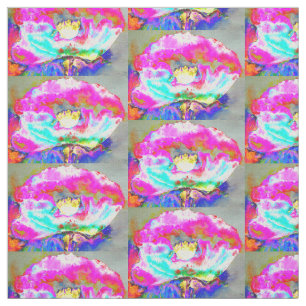 Tecido Papoila cor-de-rosa, pintura floral aquosa