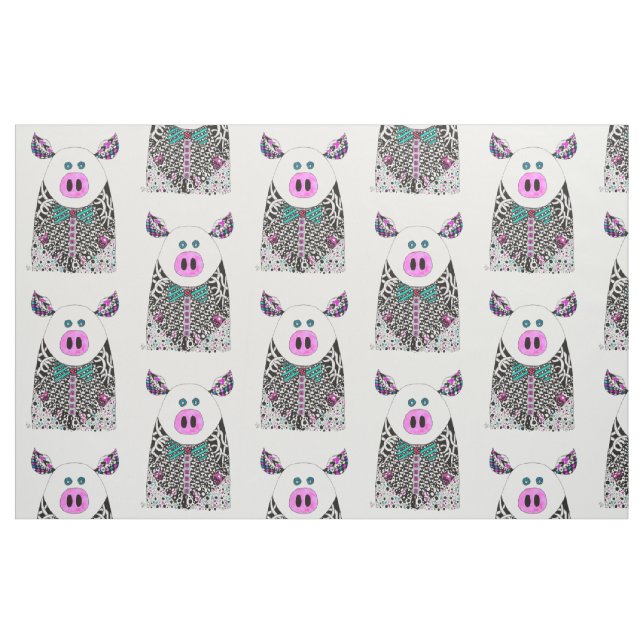 Tecido para porcos, bonito e colorido (Fat Quarter)
