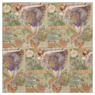 Tecido Paris Flapper Art Deco Peacock Vintage