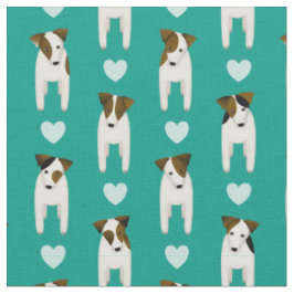 Tecido Parson Jack Russell cachorros com corações QUALQUE
