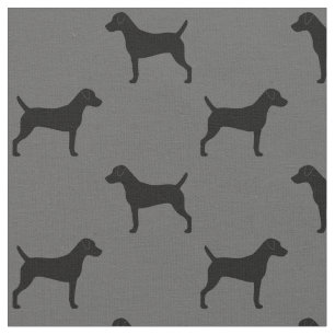 Tecido Parson Russell Terrier Silhouettes Cinza e preto
