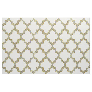 Tecido Parte traseira Dourado do branco de Quatrefoil