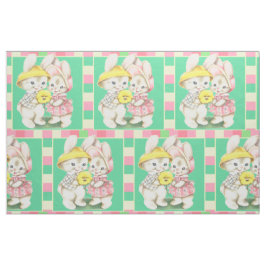 Tecido Páscoa Coelhinhos de Vintage Xadrez 9"