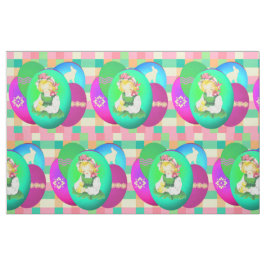 Tecido Páscoa Com Ovos De Páscoa Na Xadrez 9"