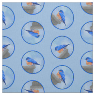 Tecido Pássaro Bluebird Oriental - Arte Original para Pás