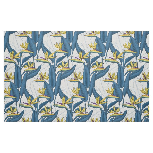 Tecido Pássaro das flores do paraíso em branco (Fat Quarter)