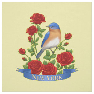 Tecido Pássaro e Flor do Estado de Nova Iorque - Bluebird