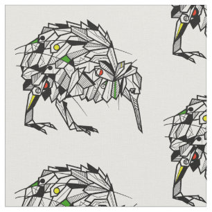 Tecido Pássaro kiwi geométrico