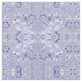 Tecido Pássaro Pequeno Impressão do Coelho Azul e Branco 