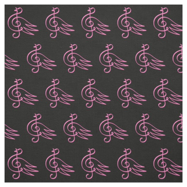 Tecido Pássaro Rosa Padrão Musical (Modelo)