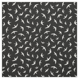 Tecido Pássaro voador preto e branco