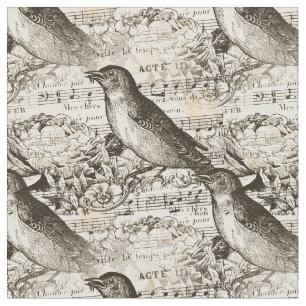 Tecido pássaros da música do victorian