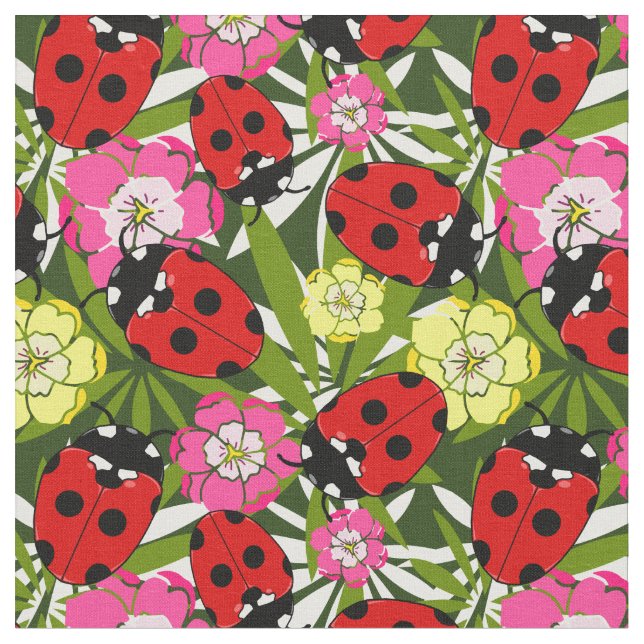Tecido Pássaros-damas-bonitos e flores em verde-escuro (Detalhe)