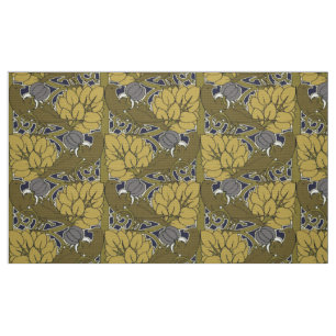 Tecido Pássaros em padrão de árvore de Fruta por Voysey