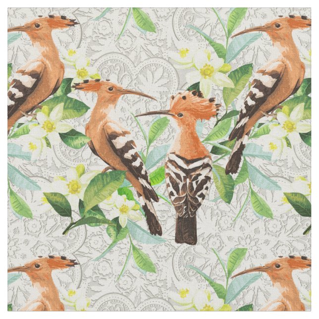 Tecido Pássaros exóticos no laço (Detalhe)