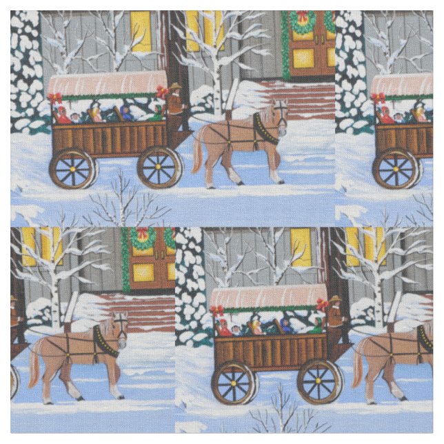 Tecido Passeio de Vagão de Natal (Detalhe)