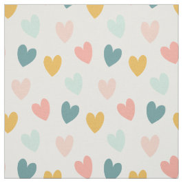 Tecido Pastel Boho Hearts-Pinks, Blues, Dourado