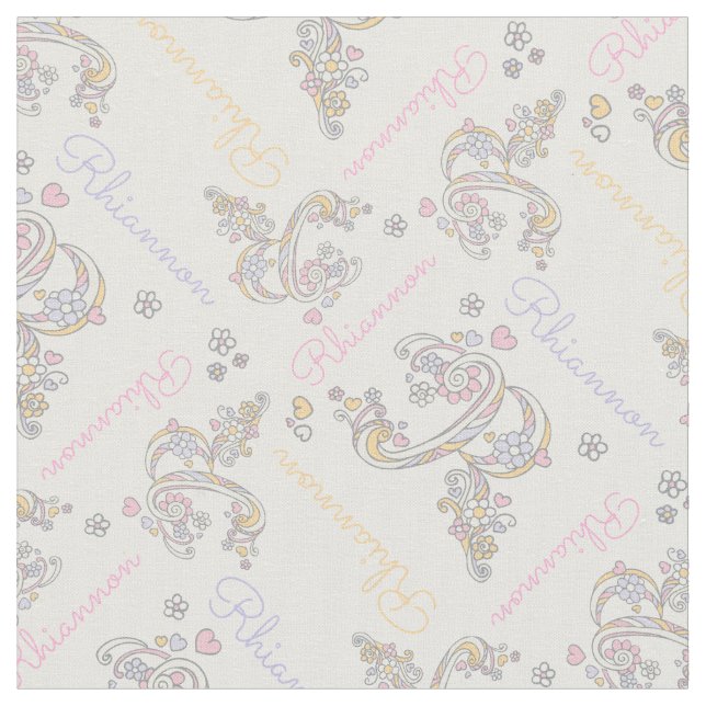 Tecido pastel de nome personalizado de Rhiannon Ca (Detalhe)