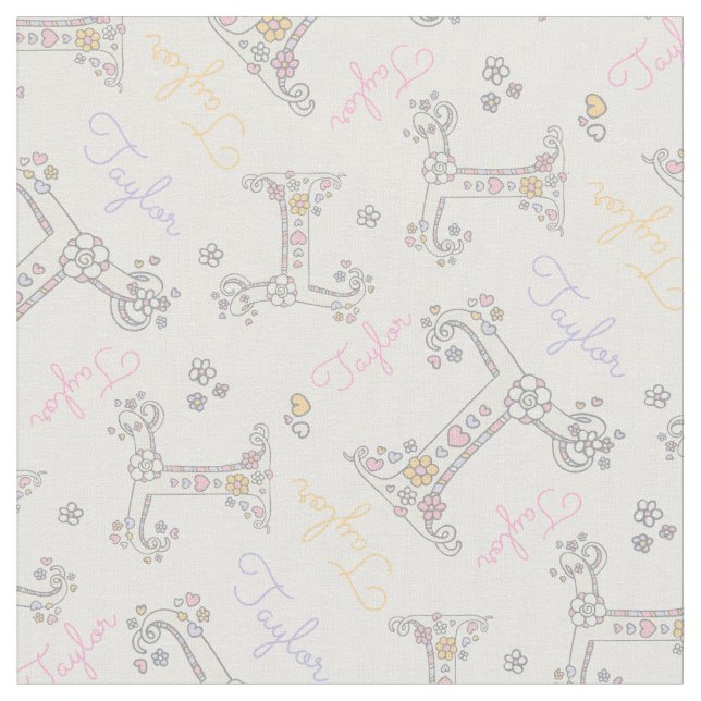 Tecido pastel de nome personalizado Letter T Taylo (Detalhe)