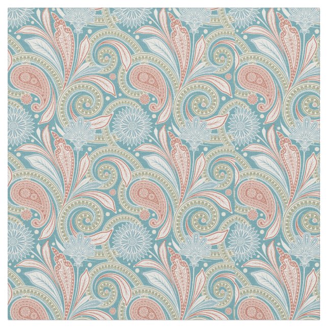 Tecido Pastel Paisley Floral e Azul (Detalhe)