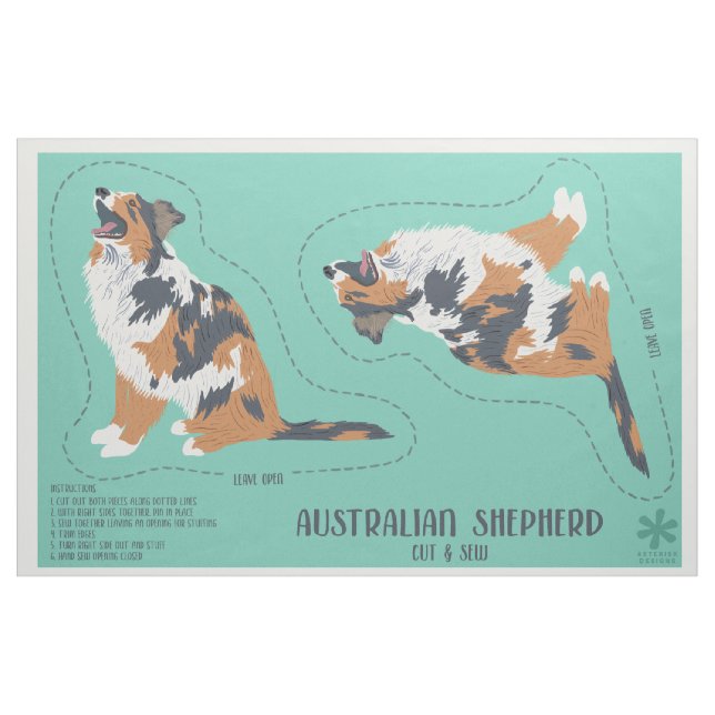 Tecido Pastor australiano Aussie Dog Cut and Sew (Fat Quarter)