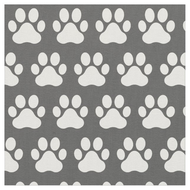 Tecido Patas de Cachorro Gato Impressões Cinza Branco (Detalhe)